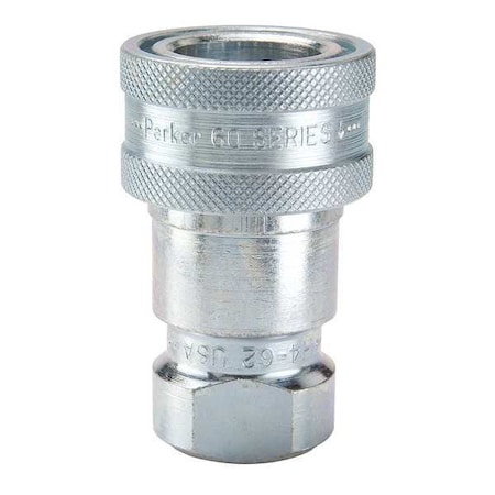 Hydraulic Quick Connect Hose Coupling, Steel Body, Sleeve Lock, 3/4