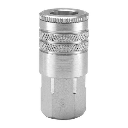 Quick Connect Hose Coupling, 303 Stainless Steel Body, Sleeve Lock, 1/4