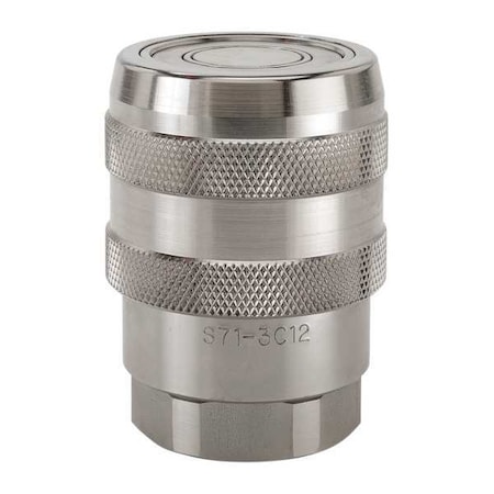 Hydraulic Quick Connect Hose Coupling, 316 Stainless Steel Body, Push-to-Connect Lock, 71 Series MPN:S71-3C8-8EF