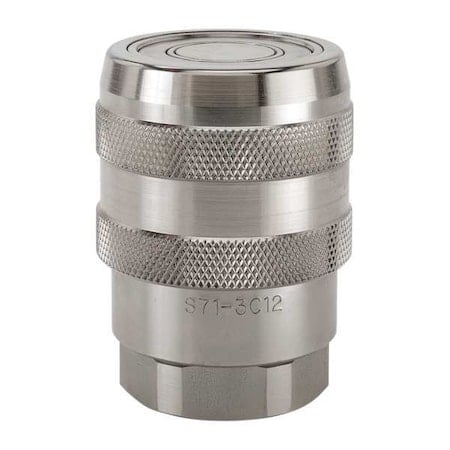Hydraulic Quick Connect Hose Coupling, 316 Stainless Steel Body, Push-to-Connect Lock, 71 Series MPN:S71-3C8-8FV