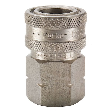 Hydraulic Quick Connect Hose Coupling, 303 Stainless Steel Body, Ball Lock, 1/4