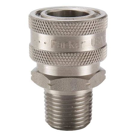 Hydraulic Quick Connect Hose Coupling, 303 Stainless Steel Body, Ball Lock, 1/2