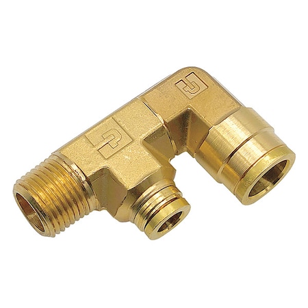Push-Fit Elbow Fitting, 5/8 in x 3/8 in Tube Size, Brass, Gold MPN:189PTC-10-6-6
