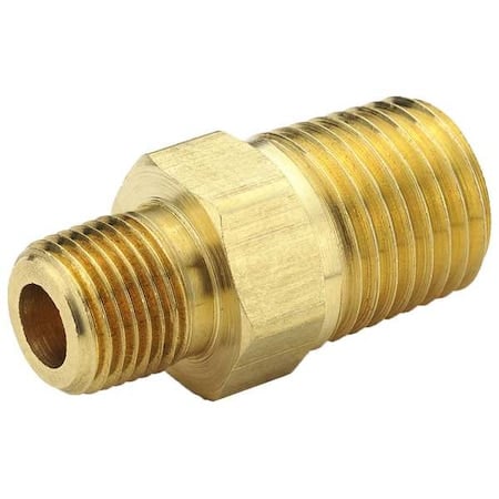Hex Reducing Nipple Brass Hex Nipple Reducer, 3/8 in Male NPT X 1/8 in Male NPT MPN:216P-6-2