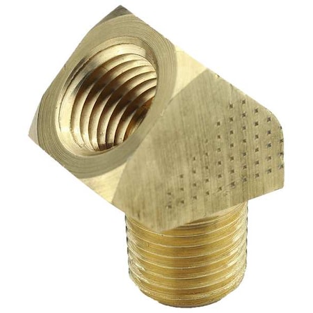 45 Degrees Extruded Street Elbow Brass 45 Degrees Extruded Elbow, 1/4 in Female NPT X 1/4 in Male MPN:2214P-4-4