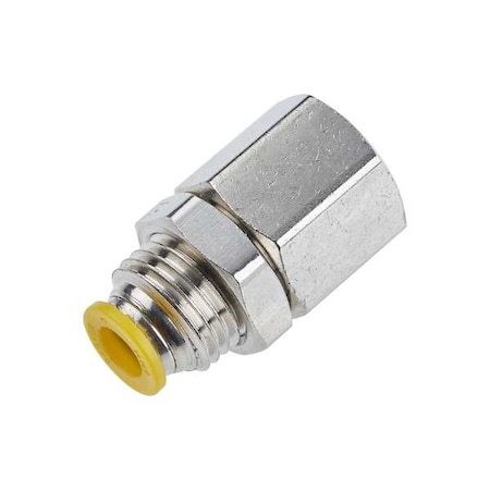 Metric Metal Push-to-Connect Fitting, Brass, Silver MPN:66PLPBH-10M-6G