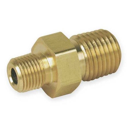 Reducing Hex Nipple Brass Pipe Fitting, 1/2 in Male NPT X 1/4 in Male NPT MPN:8-4 MHN-B