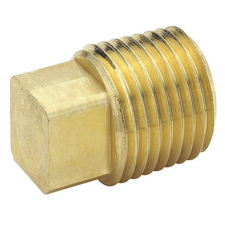 Brass Square Head Plug, MNPT, 1/2