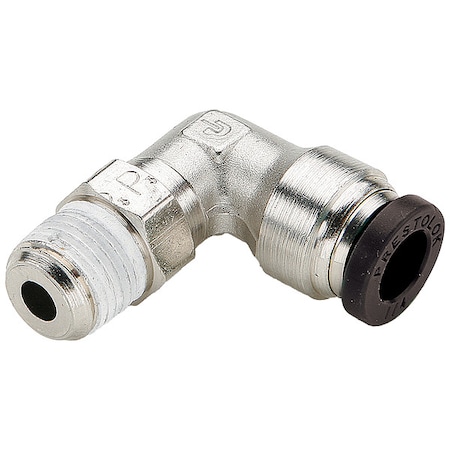 Swivel Elbow Pipe Fitting For 1/4 in OD Tube, Push-To-Connect x MNPTF, 1/8 in x 1/8 in, Nickel Brass MPN:W169PLP-4-2