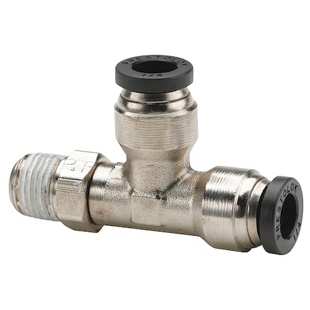 Push-Fit Tee Fitting, 1/4 in Tube Size, Brass, Silver MPN:W171PLP-4-6