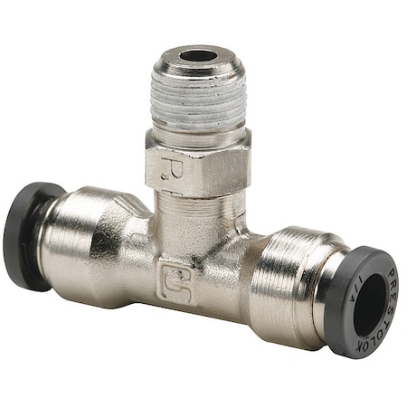 Push-Fit Tee Fitting, 1/2 in Tube Size, Brass, Silver MPN:W172PLP-8-4