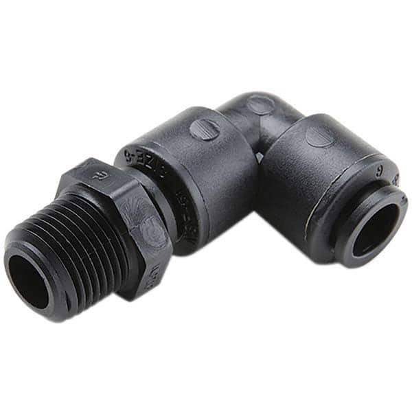 Push-To-Connect Tube to Pipe Tube Fitting: 90 ° MPN:FB6MES4-HBLK