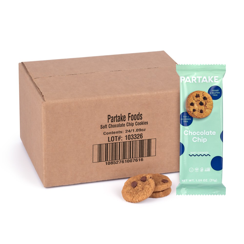 Partake Soft Chocolate Chip Cookie Snack Pack, 1.09 Oz, Pack Of 24 Cookies MPN:852761007619