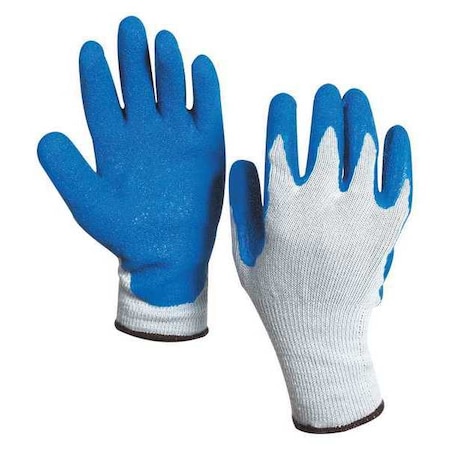Coated Gloves, Natural Rubber Latex, Palm, Blue/White, L 12 PK MPN:GLV1014L