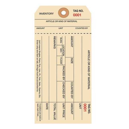 Inventory Tags, Stub, 6 1/4x3 1/8