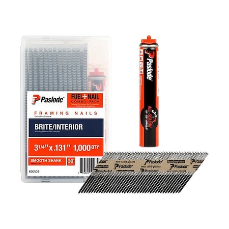 Collated Framing Nail, 3-1/4 in L, Not Applicable, Brite, Offset Round Head, 30 Degrees, 1000 PK MPN:650535