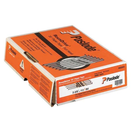 Collated Framing Nail, 2-3/8 in L, Not Applicable, Brite, Offset Round Head, 30 Degrees, 2000 PK MPN:650603
