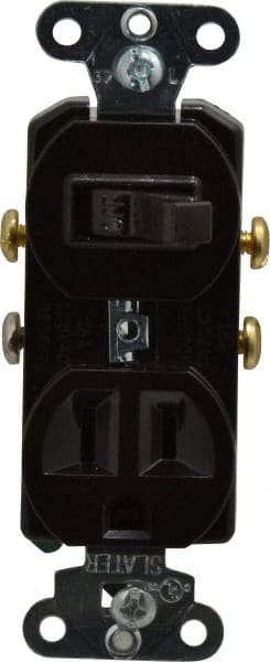 1 Pole, 120/125 Volt, 15 Amp, 1 Outlet, Flush Mounted, Self Grounding, Tamper Resistant Combination Outlet and Switch MPN:691