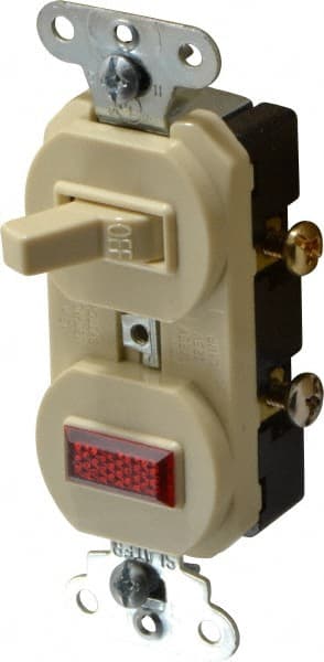 1 Pole, 120/125 VAC, 15 Amp, Flush Mounted, Ungrounded, Tamper Resistant Combination Switch with Pilot Light MPN:692I