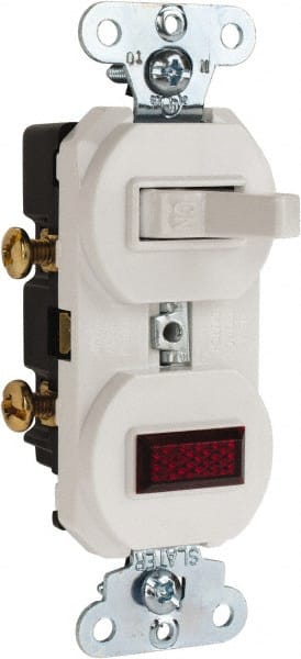 1 Pole, 120/125 VAC, 15 Amp, Flush Mounted, Ungrounded, Tamper Resistant Combination Switch with Pilot Light MPN:692W