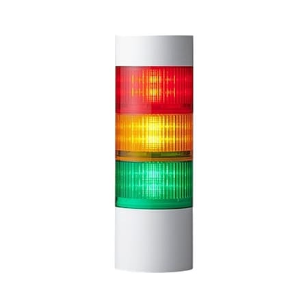 Tower Light Assembly, 100 to 240V AC, 100 mm Dia., 229 1/2 mm Height, LED, LR10 Series MPN:LR10-3M2WJBW-RYG