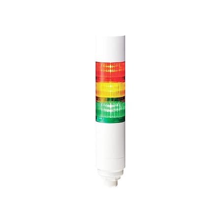 Tower Light Assembly, 24V DC, 60 mm Dia., 280 1/2 mm Height, LED, LR6+FB295 Series MPN:LR6-302WCBW-RYG+FB295