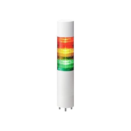 Tower Light Assembly, 24V DC, 60 mm Dia., 305 1/2 mm Height, LED, LR6+FB295 Series MPN:LR6-302WMBW-RYG+FB295