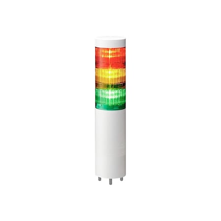 Tower Light Assembly, 24V DC, 60 mm Dia., 271 mm Height, LED, LR6+FB295 Series MPN:LR6-302WMNW-RYG+FB295