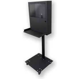 Black Powder Coated Steel Pedestal Base with Locking Casters For PC Defender PCD-PED-WH-BK