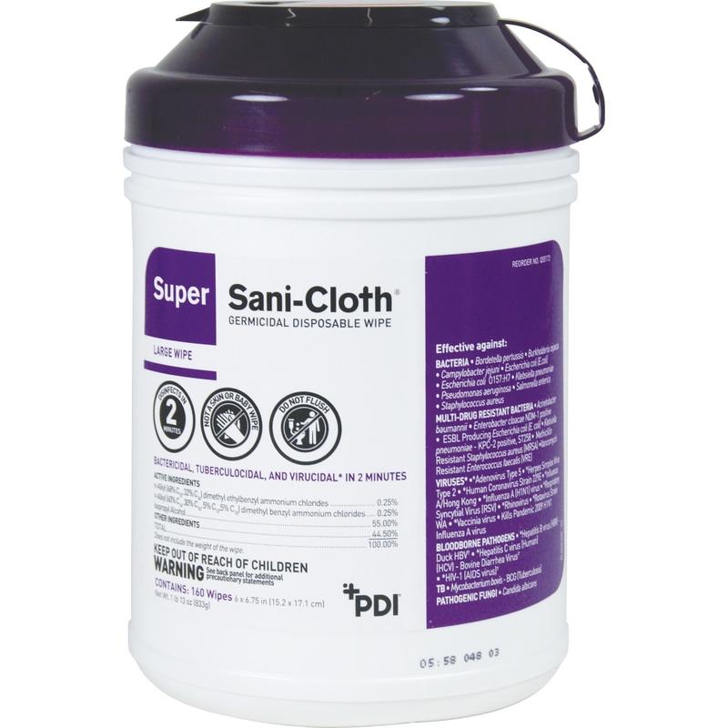 PDI Super Sani-Cloth Germicidal Disposable Wipe - 6.75in Length x 6in Width - 160 / Can - 12 / Carton MPN:Q55172CT