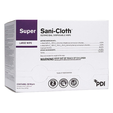 Germicidal Disinfecting Wipes, 5 x 8