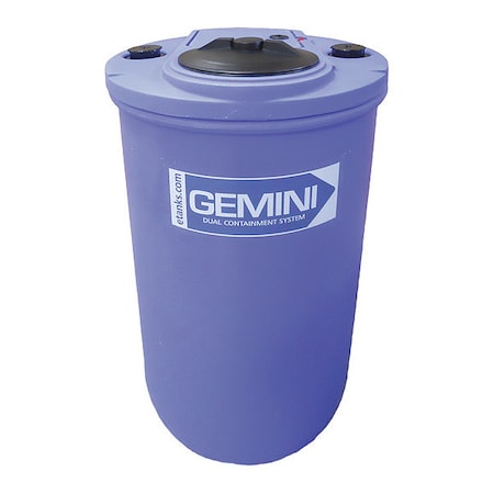 GeminiDual Containment Storage Tank, Double Wall, Vertical, Cylindrical, LDPE 1.5, Blue, 40 Gal Flat MPN:01-14874
