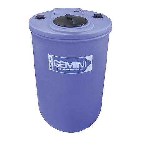 GeminiDual Containment Storage Tank, Double Wall, Vertical, Cylindrical, LDPE 1.5, Blue, 62 Gal MPN:01-14877