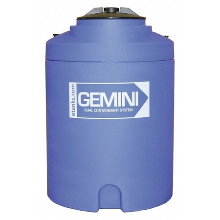 GeminiDual Containment Storage Tank, Double Wall, Vertical, Cylindrical, LDPE 1.5, Blue, 15 Gal MPN:01-28907