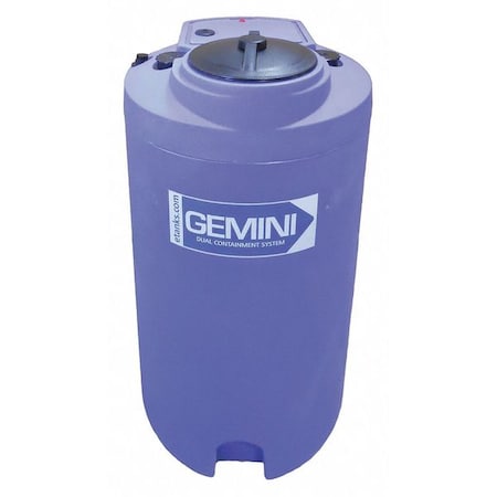 GeminiDual Containment Storage Tank, Double Wall, Vertical, Cylindrical, LDPE 1.5, Blue, 40 Gal MPN:01-29436