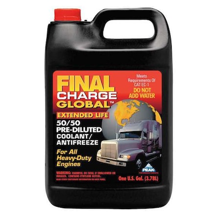Antifreeze Coolant, Bottle, 1 gal, Ready to Use, Pre-Diluted 50/50, OAT, Ethylene Glycol, Red MPN:FXAB53