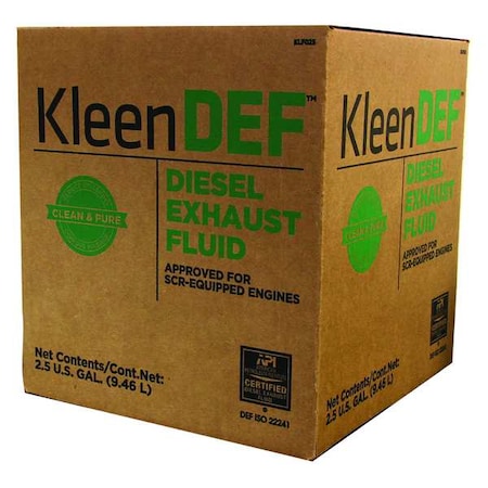 Diesel Exhaust Fluid, Kleen DEF, 2.5 gal, Box, API/ISO-22241-1 MPN:KLF002-GR