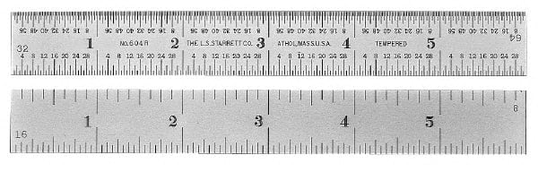 Steel Rule: 24 in OAL, 16R Graduation, Rigid, 1-1/8 in OAW MPN:162-024 Steel Rule: 24 in OAL, 16R Graduation, Rigid, 1-1/8 in OAW MPN:162-024