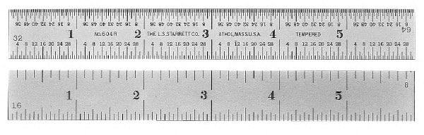 Steel Rule: 24 in OAL, 4R Graduation, Rigid, 1-1/8 in OAW MPN:402-024 Steel Rule: 24 in OAL, 4R Graduation, Rigid, 1-1/8 in OAW MPN:402-024