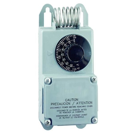 Line Voltage Mechanical Thermostat, Heat or Cool, 40 to 110F, Knob, 120 to 277V AC, 1C, 1H MPN:TF115-001