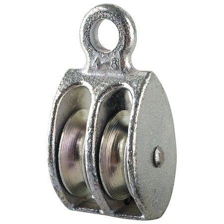 Double Pulley Block, Fibrous Rope, 1/2 in Max Cable Size, Not Rated Max Load, Electro-Galvanized MPN:3-120-04-86-