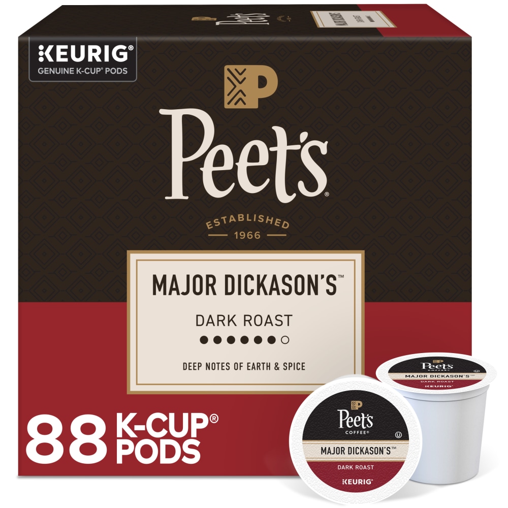 Peets Coffee Major Dickasons Keurig Single Serve K-Cup Pods, Dark Roast, 22 Pods Per Pack, Case Of 4 Packs MPN:5000377638