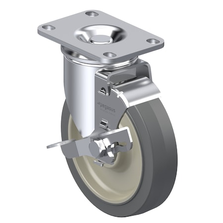 Cstr, Swivl Plt, Gray Surlastc, 150 lb., Brk MPN:P12S-PRP030B-12-WB