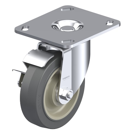 Cstr, Swivl Plt, Gray Surlastc, 150 lb., Brk MPN:P12S-PRP030D-P3-WB