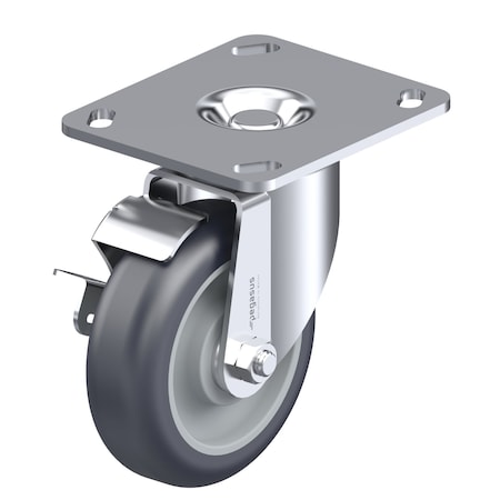 Cstr, Swvl Plat, Gray Urethane, 200 lb., Brk MPN:P12S-UP030B-P3-WB