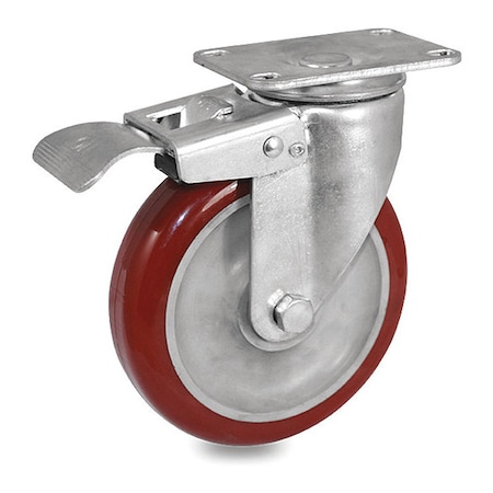 Castr, Swivl Plte, Red Urethane, 300 lb., Tl MPN:P12S-URP040K-12-TB