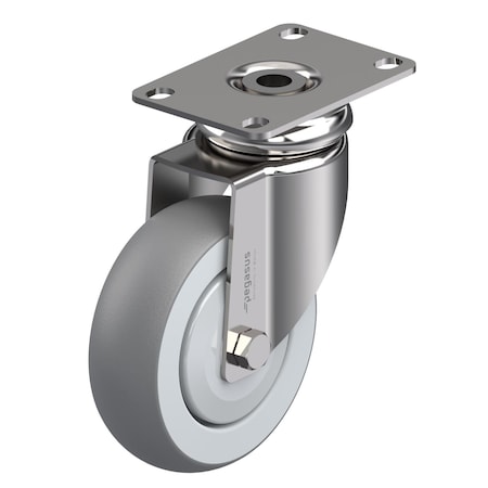 Cstr, Stainls Plate Swvl, Gray TPR, 220 lb. MPN:P14SX-RP050K-12