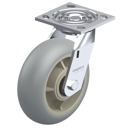 Cstr, Swivel Plate, Radius Gray TPR, 600 lb MPN:P21S-RCP080R-14