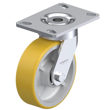 Cstr, Swivl Plate, Yellow Urethan, 1320 lb. MPN:P24S-UY060K-16