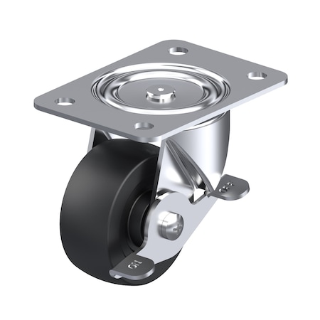 Caster, Swivel Plte, Soft Rubr, 210 lb., Brk MPN:P2S-R030G-P-SB